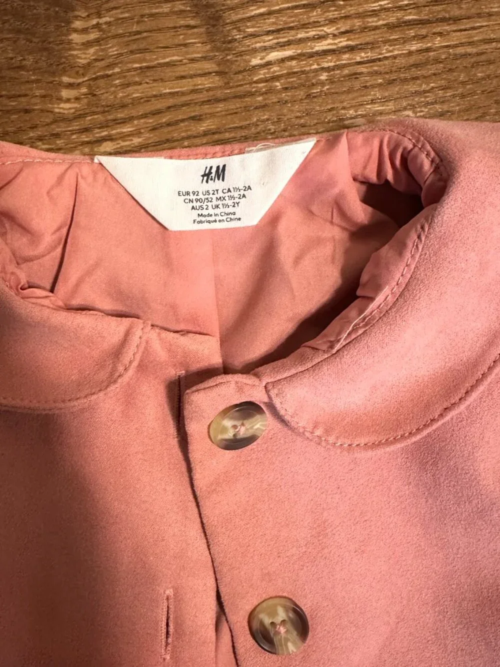 H&M Girls Pink Faux Suede Jacket & Shorts Matching Set 2T